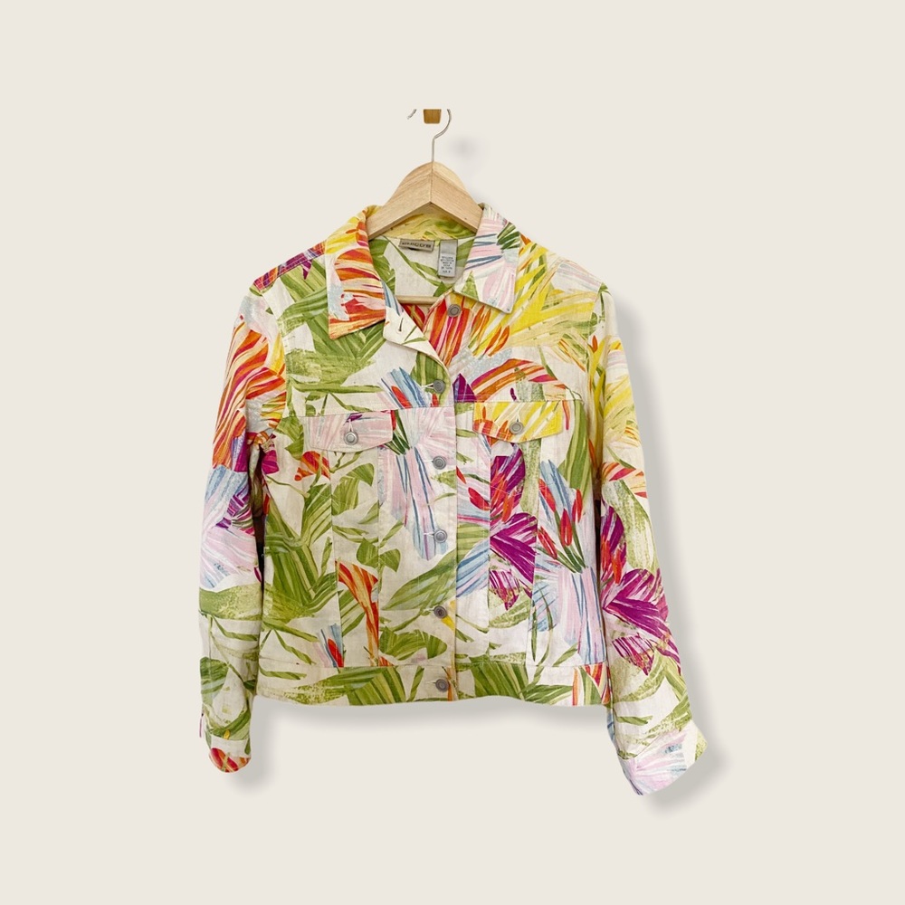 Chico Linen Tropical Print Jacket Size 0